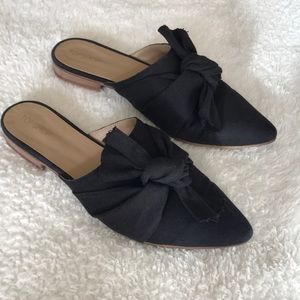 Top shop black mules with bow